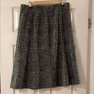 Uniqlo Black and White Plaid Wool Blend Skirt Sz L